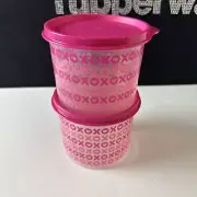 Tupperware Mini Canister Food Container 3 cup / 700ml Pink Red Xoxoxo Set Of 2 !