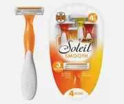 BIC Soleil Smooth Disposable Razors Womens 3-Blade 4 Count NEW