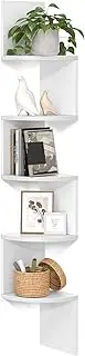 VASAGLE Corner Shelf Wall Mount, 5-Tier Floating Corner Bookshelf, Plant Shelf for Bedroom, Living Room, Bathroom, Home Office, Simply White ULBC72WT