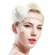 1920s White Feather Flapper Headpiece
