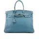 【HERMES】Birkin 35cm 銀釦牛皮手提包_展示品(藍色)