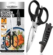DUROX Kitchen Scissors – Come-Apart Multipurpose Kitchen Shears with Scissors Sharpener, Detachable Stainless Steel Utility Cooking Scissors for food, herbs, meat, seafood, vegetables and pizza