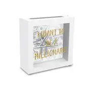 I Want To Be A Millionaire Decorative Funny Money Bank Gold Glitter 19cm Clear