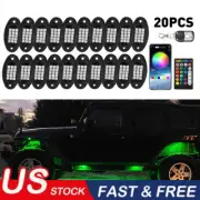 20x RGB LED Pods Rock Light Kit Underbody Glow Neon Lamp Bluetooth Music Control