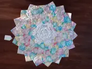 Handmade Quilted 15” Spring Easter Eggs Pastel Table Topper, New Machine stipple