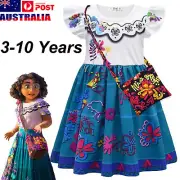 Girls Encanto Mirabel Costume Party Fancy Dress Up Christmas Birthday Gifts 3-10