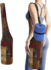 JKLQWH Patchwork Pattern Printed Yoga Mat Bag Long Tote with Pockets for Your Yoga Accessories Exercise Yoga Mat Carrier Holder Multi-Functional Storage Bag Holds Most Pilates Mats
