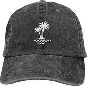 [aportt] Funny Hat for Men Woman Washed Distressed Cotton Vintage Baseball Cap,Low Profile Plain Retro Baseball Hat Adjustable, Palm Tree, One Size
