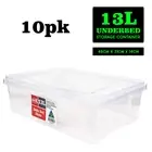10pk 13L Underbed Storer Plastic Storage Container Box Home Organiser Clear AU