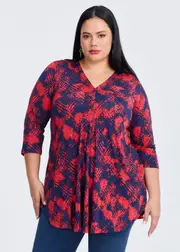 [Taking Shape] Taking Shape Elise Tunic Size 16 in RED / Navy - Plus Size Women's Tops & T Shirts Red / Navy