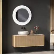 Liza 32" Round LED Lighted Mirror with Dimmer & Defogger