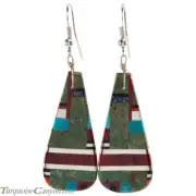 Santo Domingo Turquoise Coral and Shell Inlay Earrings by Coriz SKU226427