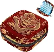 Period Bag,Sanitary Napkin Storage Bag,Chinese Gold Texture Dragons,Tampon Bag for Purse