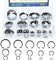 Glarks 300Pcs 15 Size Metric Internal Circlips Snap Retaining Ring Assortment Kit, Black Alloy Steel