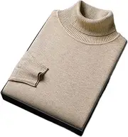 [Generic] Men's Turtleneck Sweater - Solid Color Long Sleeve Knit Pullover, Winter Casual Slim Fit Crewneck