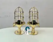 Set of 2 Brass Vintage Bulkhead Light – Classic Interior Décor for Home &...