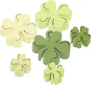 ERINGOGO 100pcs Wooden Shamrock Slices for St. Patrick's Day Home Decorations Ireland Style Party Accessory Decorations
