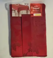St Nicholas Square Happy Hollydays Tablecloth Oblong 60x84" Red Poinsietta