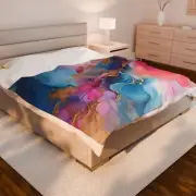 Modern Home Decor Abstract Ink Wash Velveteen Plush Throw Blanket Bedding Gift