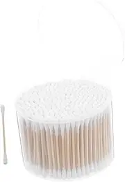 HAWILLOSCH 500pcs Reusable Cotton Ear Swabs Baby Safe Soft Tips for Makeup Removal Wooden Sticks for Travel Beauty