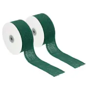2" Wide 10 Yards Burlap Fabric Ribbon 2pcs Jute Crafts Roll Wrapping Green
