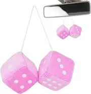 Dice for Car - Plush Dice Rearview Accessories | Soft Fuzzy Charm for Truck, SUV, Car - Decorative Interior Ornament Swan-au