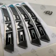 4Pcs For AMG 3D Emblems Badge Sport Wheel Wheels Rim Sticker Decal Silver Chrome