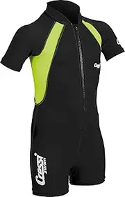 Cressi XDG001304 Shorty Wetsuit, Kids' Size, Unisex, 0.06 inch (1.5 mm) Thick, Neoprene & Elastane, Black/Lime (5/6 Years Old)