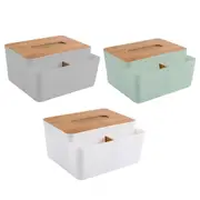 Paper Storage Tissue Box Dispenser Holder Napkin Case Organizer Wooden Cover