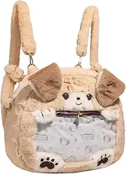 [Lifelix] Kids Backpack Plush Dog Shoulder Crosssbody Bag Cute Ita Bag Cartoon Stuffed Animal Backpack for Girls Kawaii Purse, Green, Medium, Cute