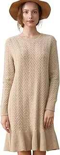 [ZHILI] Winter Crewneck Mini Cashmere Sweater Dress for Womens