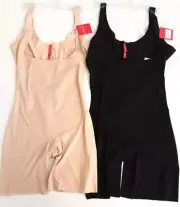 Spanx Bodysuit Open Bust Mid Thigh Tummy Control Panel Smooths Thinstincts 10021