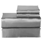 Luxury Rich Silk Satin Silky Super Soft Solid Color 4 Piece Bed Sheet Set Queen