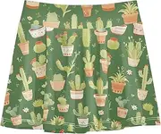 [FRODOTGV] Sprouting Cacti Spring Green Girls Athletic Skirts with Built in Shorts Scort Skirt for Little Girl Pleated Skirt