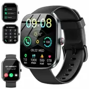 Smart Watch(Answer/Make Call),110+ Sport Modes,Fitness Activity Tracker with Pedometer/Sleep Monitor/IP68 Waterproof,for Android iOS Black