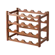 Bamboo Wine Rack Free Standing 15 Bottles with 6 Glasses Holder Storage in Brown