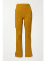 [Adam Lippes] Adam Lippes - Ribbed Cotton-blend Flared Pants - Saffron - small small Yellow