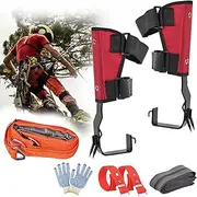 Tree Climbing Spikes, Stainless Steel Tree Climbing Gear with Security Belt & Gloves Strap Set Adjustable Climbing Tree Non-Slip Pedal for Hunting Observation, Picking Fruit