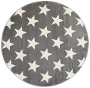 BODHI STARS DESIGN BLACK GREY KIDS SOFT ROUND RUG (S) 133x133cm **FREE DELIVERY*
