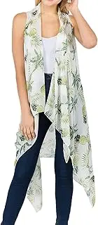 Scarfand's Women's Sheer Open Front Lightweight Sleeveless Long Duster Cardigan Vest
