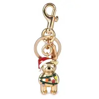 在飛比找Yahoo奇摩購物中心優惠-COACH 聖誕節限定款立體泰迪熊造型雙扣環鑰匙圈-金色