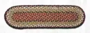 Braided Jute Oval Table Runner. Earth Rugs. BURGUNDY, MUSTARD, CREAM. 13" X 36"