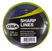 QTY 3 GSA 24mm x 50 mtr Sharp Lines Premium Masking Tape 72624