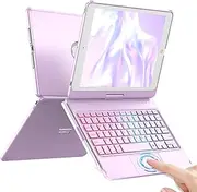 iPad 9th 2021 Keyboard Case, 360° Rotating Touchpad Bluetooth Keyboard With Backlight for iPad 10.2 Inch 9/8/7 Gen (2019-2021), Illuminated Keys, Trackpad