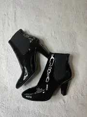 Chanel Patent Leather Booties Short Boots Sz 37 NIB