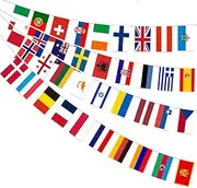 AhfuLife Eurovision Flag Bunting Party Decorations, 37 National Double Sides Fabric European Flag Bunting for Eurovision 2024 Song Contest Party Bar Club Garden and Street Decorations (2 Pcs)