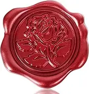 Whaline 50Pcs Wax Seal Stickers Red Rose Envelope Seal Stickers 3D Self-Adhesive Embossed Decals for Wedding Valentine Mother's Day DIY Greeting Invitation Cards Gift Decor