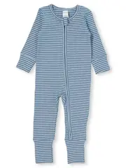 Rib Long Sleeve Stripe Romper Tiny Baby BLUE FOG/BLUE FIN (STRIPE)