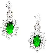 [JewelryWeb] 925 Sterling Silver Plated May Green 3x5mm CZ Flower Drop Screw Back Earrings 16x8mm Stud Earring for Women