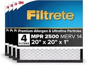 Filtrete 20x20x1 AC Furnace Air Filter, MERV 14, MPR 2500, High Performance Premium Allergen, Ultrafine Particles, Bacteria & Virus Filter, CERTIFIED Asthma & Allergy Friendly, 4-Pack